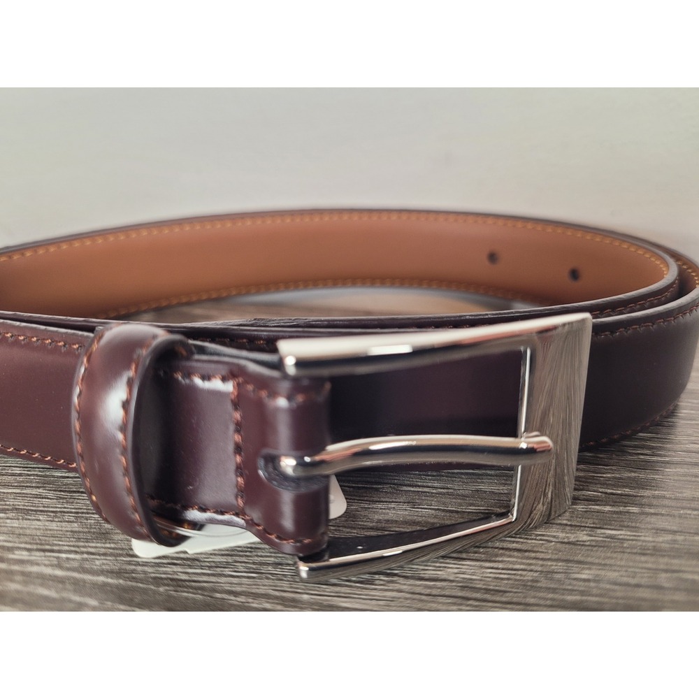 Brooks Brothers Mens Leather Belt NWT Burgundy Brown Dress Belt Sz 30 /EU 75 NEW